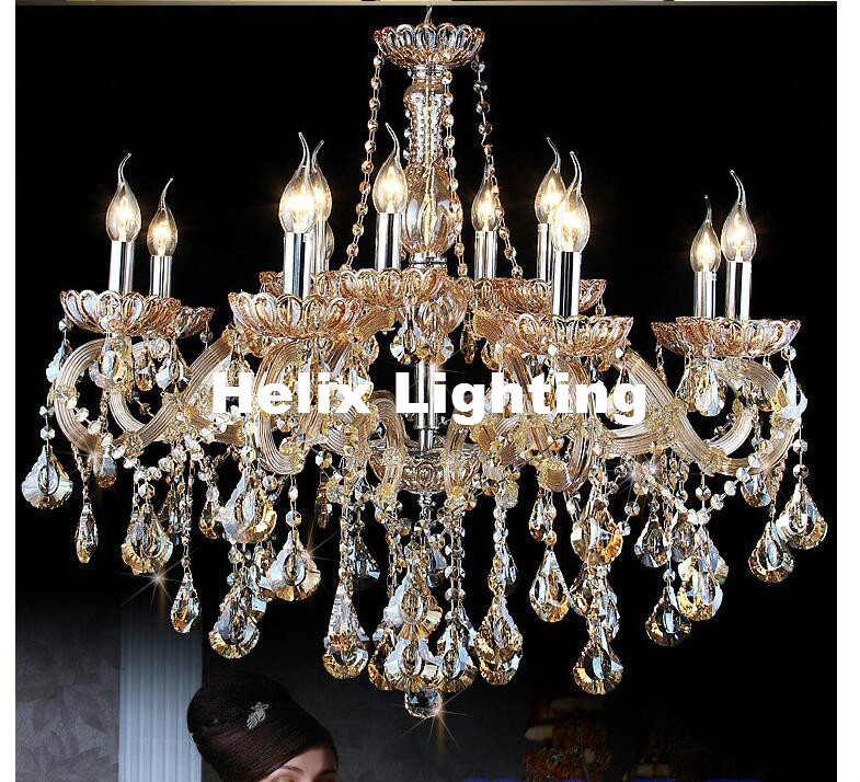 newly champagne candle chandelier crystal lighting fixture metal modern incandescent luminaire lustre pendente ac el lighting