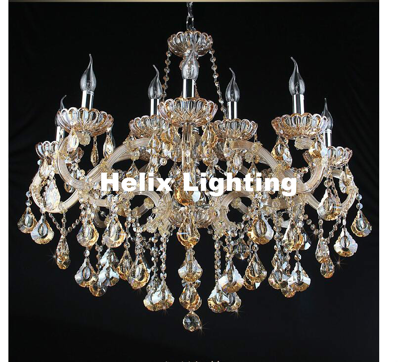 newly champagne candle chandelier crystal lighting fixture metal modern incandescent luminaire lustre pendente ac el lighting