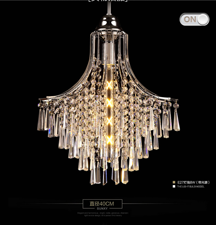 newly d400mm e27 restaurant lamp crystal pendant light dining room round lamp bar counter personalized lighting