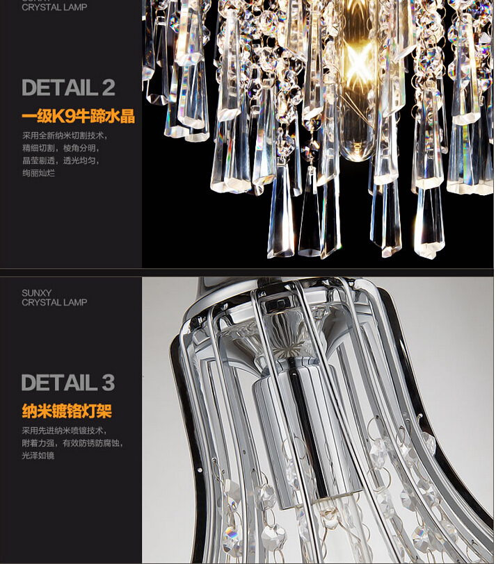 newly d400mm e27 restaurant lamp crystal pendant light dining room round lamp bar counter personalized lighting