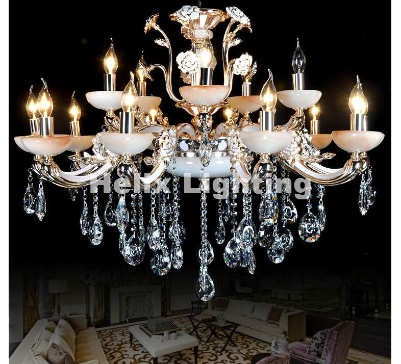 newly european jade living room chandelier crystal chandelier penthouse floor marble chandelier led ac zinc alloy crystal lamps