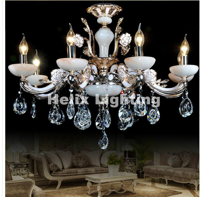 newly european jade living room chandelier crystal chandelier penthouse floor marble chandelier led ac zinc alloy crystal lamps