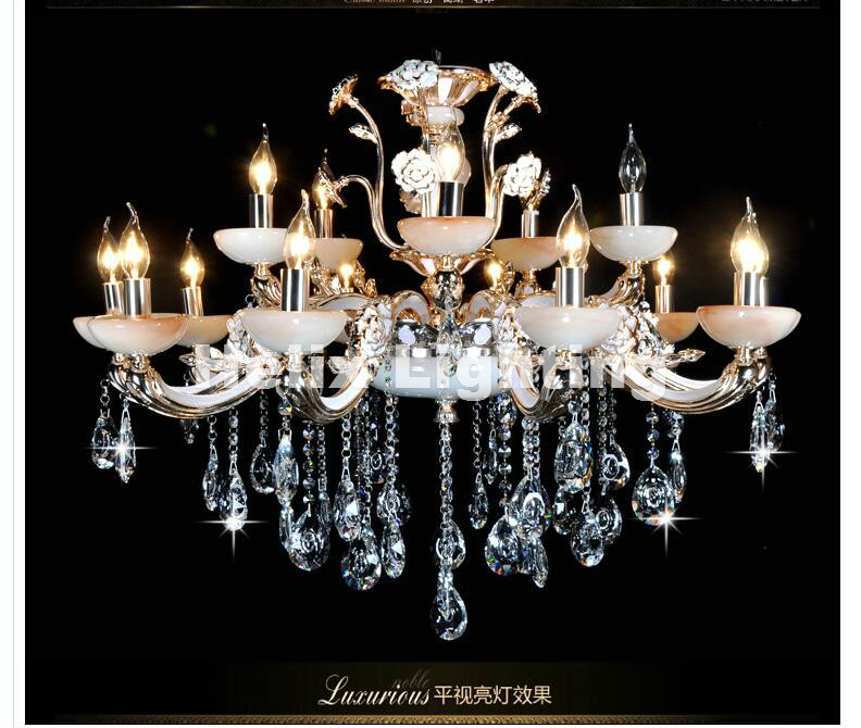 newly european jade living room chandelier crystal chandelier penthouse floor marble chandelier led ac zinc alloy crystal lamps