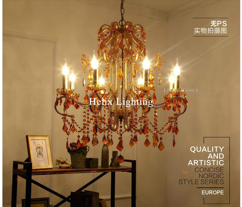 newly golden crystal chandelier light large crystal pendant lamp big amber chandelier light ac led