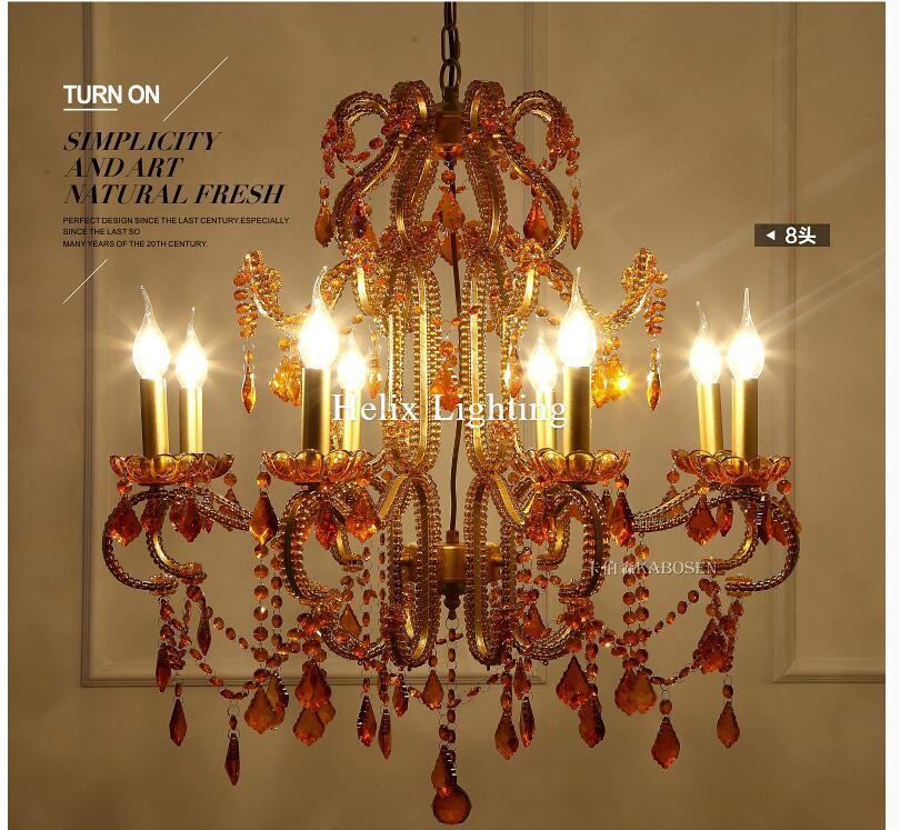 newly golden crystal chandelier light large crystal pendant lamp big amber chandelier light ac led