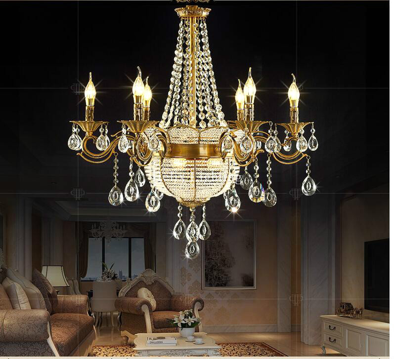 newly golden lustres brass color led crystal chandelier zinc alloy ac k9 crystal chandelier lighting