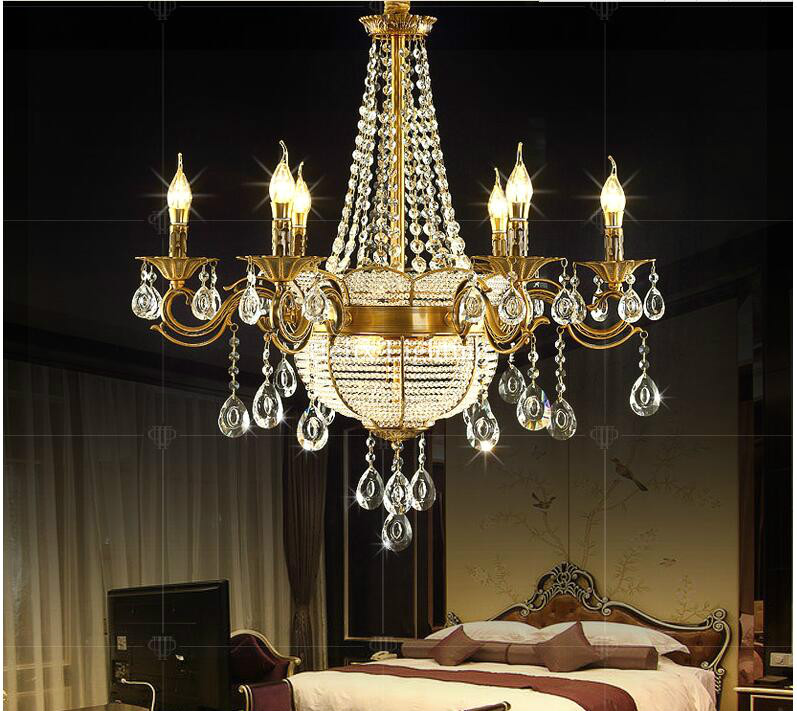 newly golden lustres brass color led crystal chandelier zinc alloy ac k9 crystal chandelier lighting