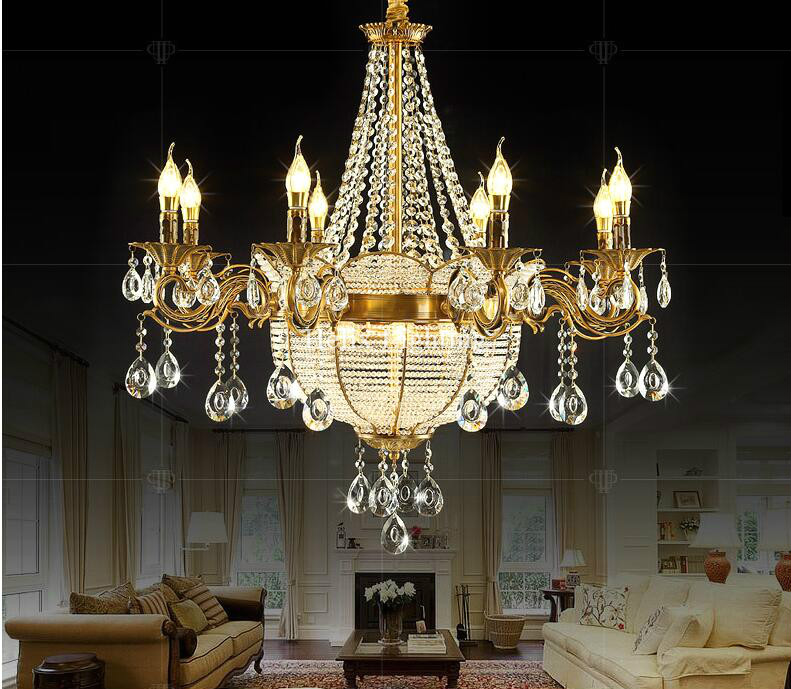 newly golden lustres brass color led crystal chandelier zinc alloy ac k9 crystal chandelier lighting