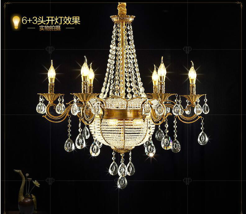 newly golden lustres brass color led crystal chandelier zinc alloy ac k9 crystal chandelier lighting