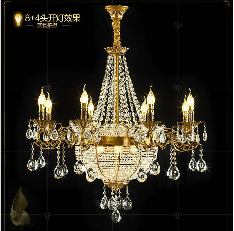 newly golden lustres brass color led crystal chandelier zinc alloy ac k9 crystal chandelier lighting