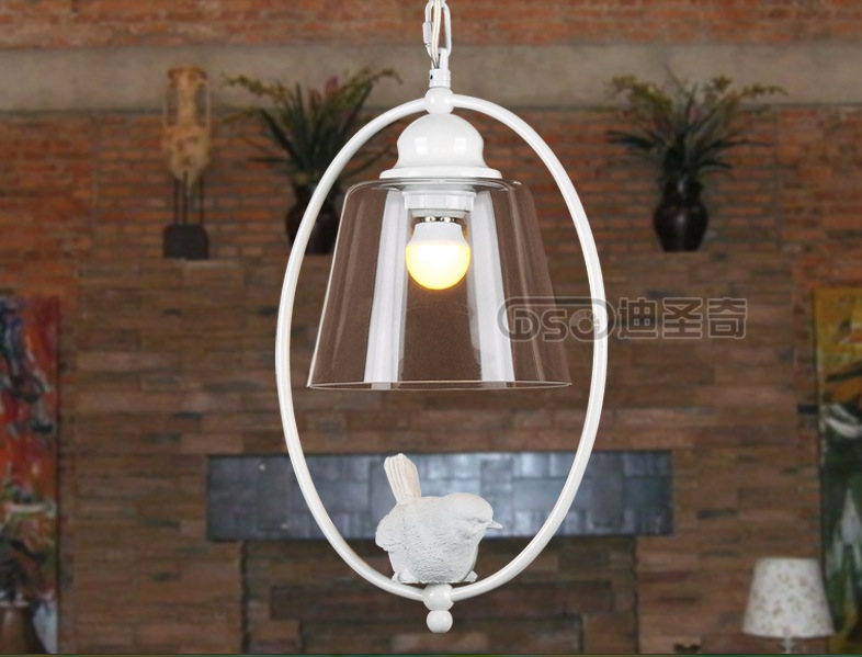 newly led d200mm modern nordic style creative brief restaurant lights bird personalized rustic glass pendant lamp