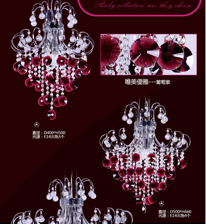 newly modern chrome d40cm purple/black/champagne crystal chandelier light fixtures ,led,guaranteed + !