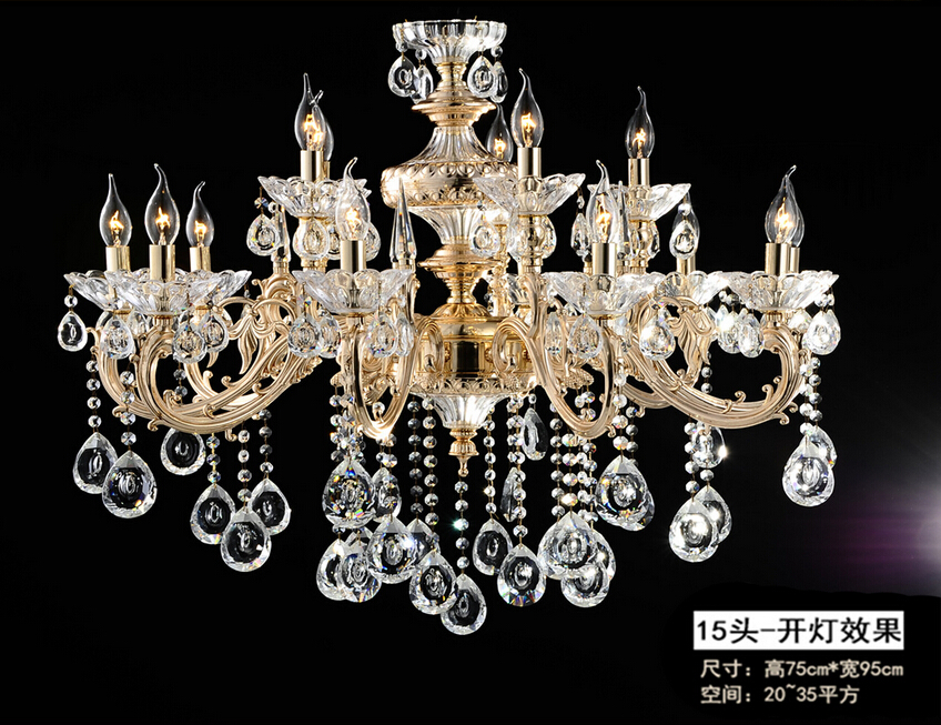 noble luxurious k9 crystal chandelier 6l/8l/15l/1w/2w arms class a k9 lustres de chandeliers ac guaranteed