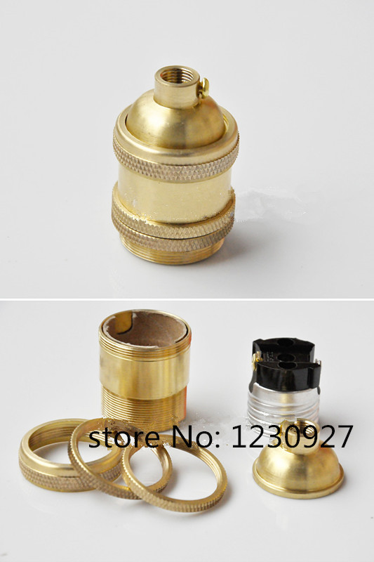 pure copper 58mm long e26 e27 lamp holder 2-ring us type e27 socket chandelier led light bulb lamp holder