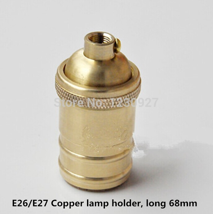 pure copper 68mm long e26 e27 lamp holder no-ring e27 socket chandelier led light bulb lamp base