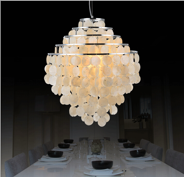 shell dining room pendant lamp contemporary light fixtures lampen art suspension luminaire 110 220v home lighting