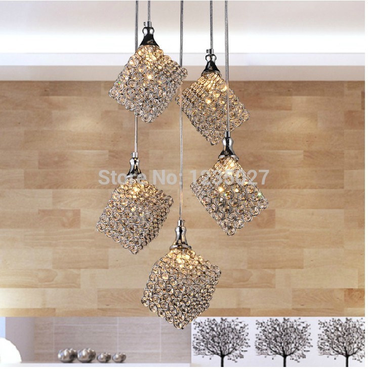 simple modern k9 crystal pendant lamp art chandelier living room restaurant dining room lighting 5l 1pc/package