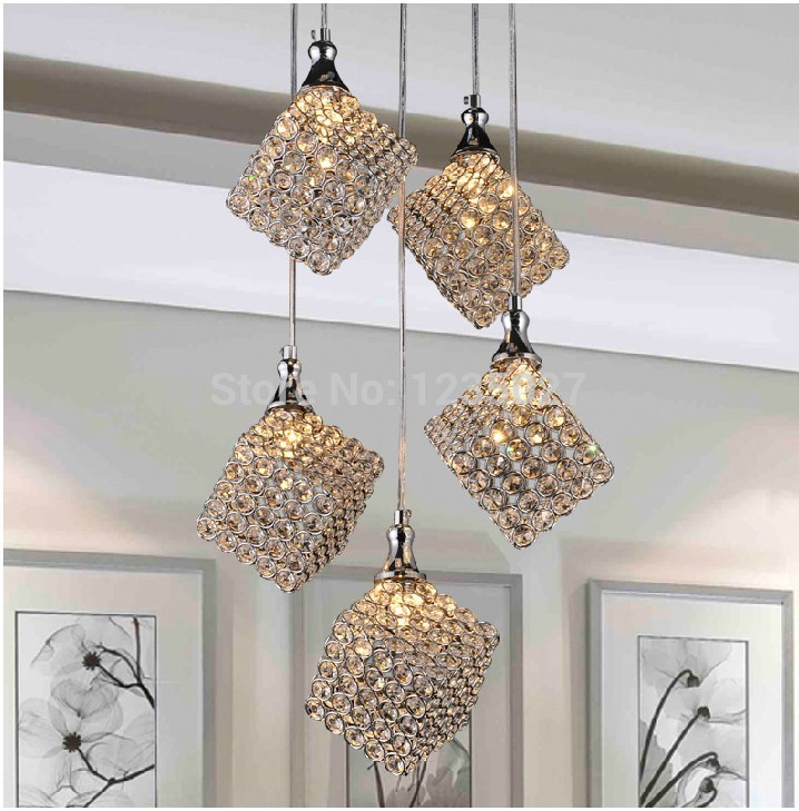 simple modern k9 crystal pendant lamp art chandelier living room restaurant dining room lighting 5l 1pc/package