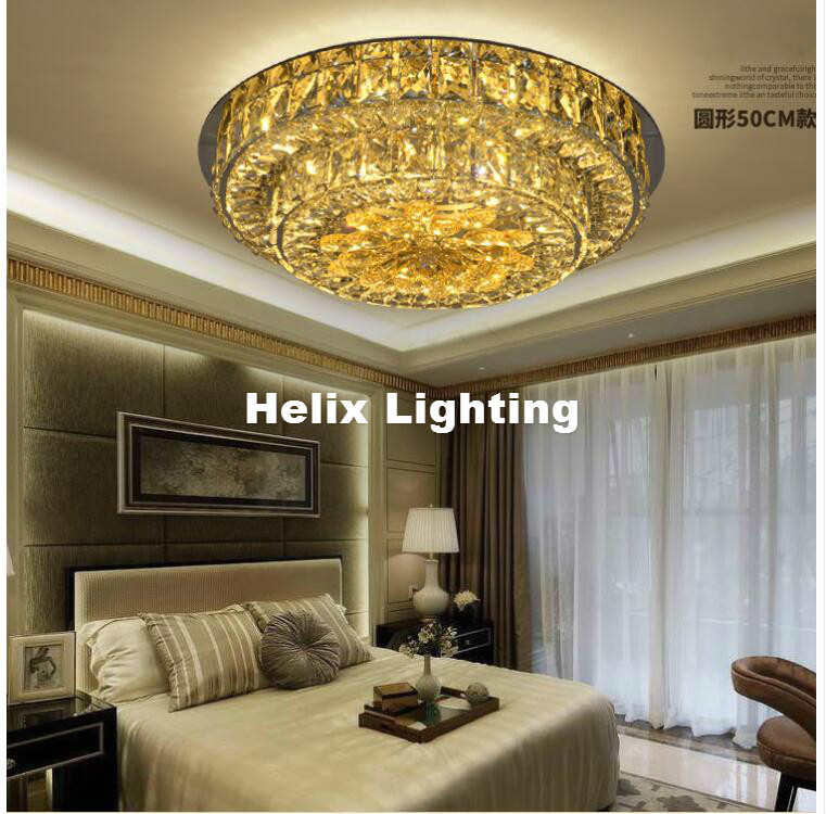 steel d50m led 51w crystal ceiling lamp living room lamp led ceiling bedroom corridor lighting ac 110-240v lamp