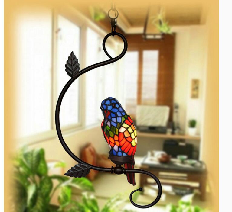 tiffany single and double novelty bird pendant child bedroom parrot lamps for balcony home decoration ac e27 guaranteed