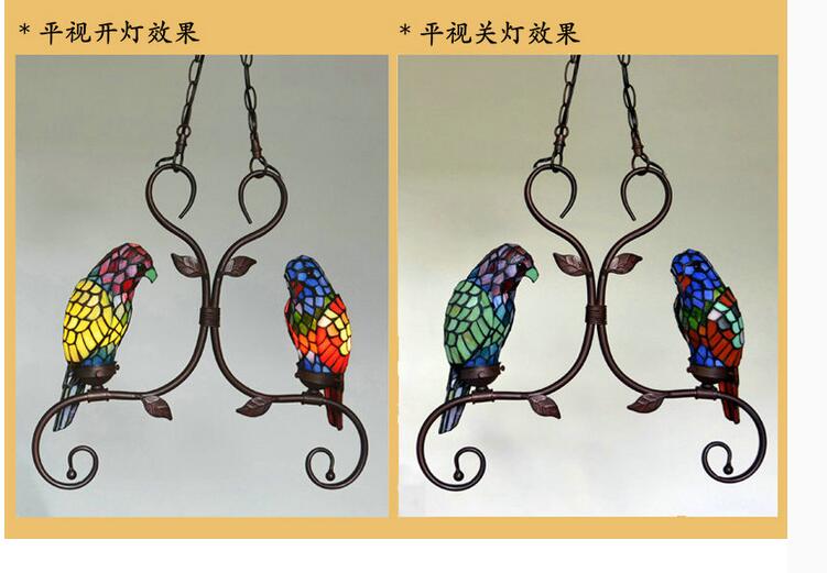 tiffany single and double novelty bird pendant child bedroom parrot lamps for balcony home decoration ac e27 guaranteed