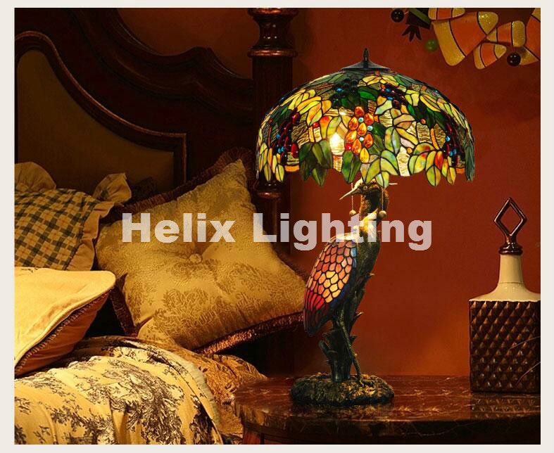 tiffany table lamps d51cm h86cm luxurious ancient garden e27 bedside lamps living room decoration bedroom lamp