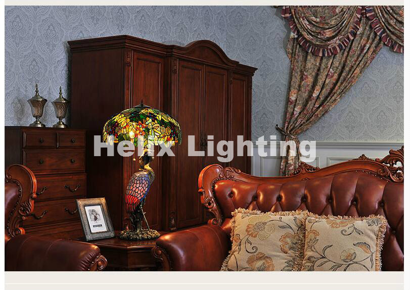 tiffany table lamps d51cm h86cm luxurious ancient garden e27 bedside lamps living room decoration bedroom lamp