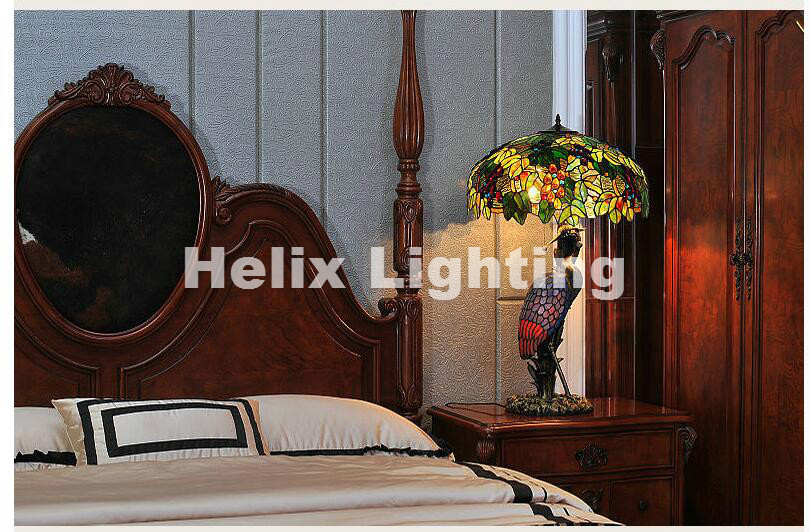 tiffany table lamps d51cm h86cm luxurious ancient garden e27 bedside lamps living room decoration bedroom lamp