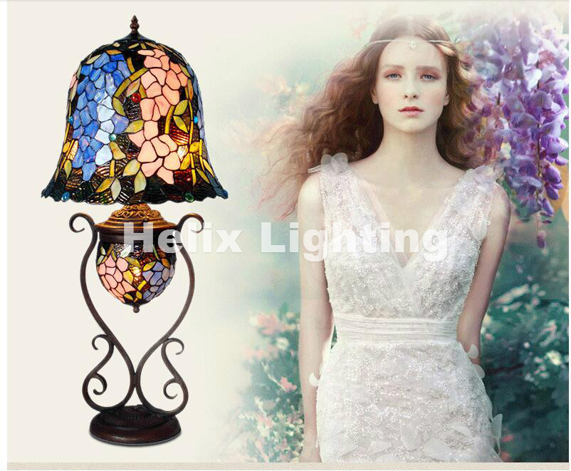 tiffany table lamps luxurious ancient garden e27 bedside lamps living room decoration night light bedroom lamp