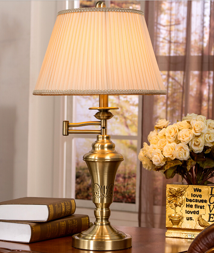 vintage d360mm h670mm bronze color table light desk light swing arm table lamp ac guaranteed