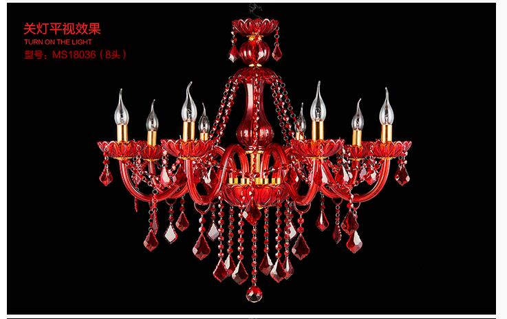 wine red design chrome frame crystal pendant crystal chandeliers sy4087/6l d500mm h600mm fast