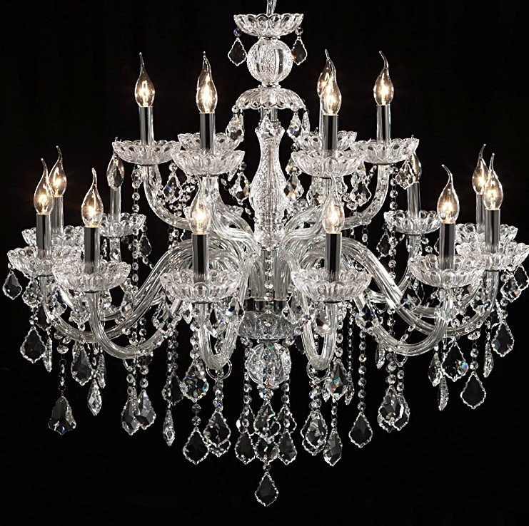 12+6 bulbs european candle crystal chandeliers bedroom living dining room modern e14 retail and whole