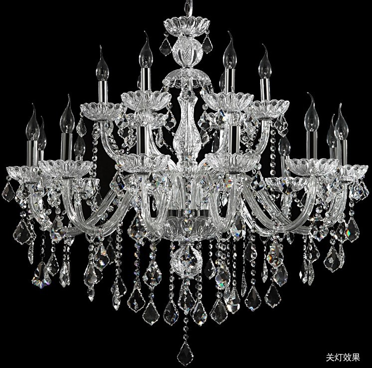 12+6 bulbs european candle crystal chandeliers bedroom living dining room modern e14 retail and whole