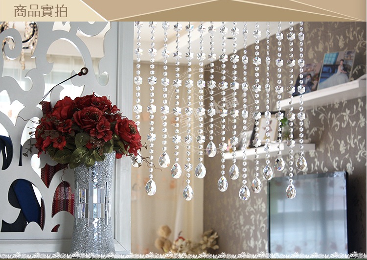 15pieces/lot 1meter diy k9 crystal octagon beads chain snow flower shaped wedding chandelier chain+metal connector