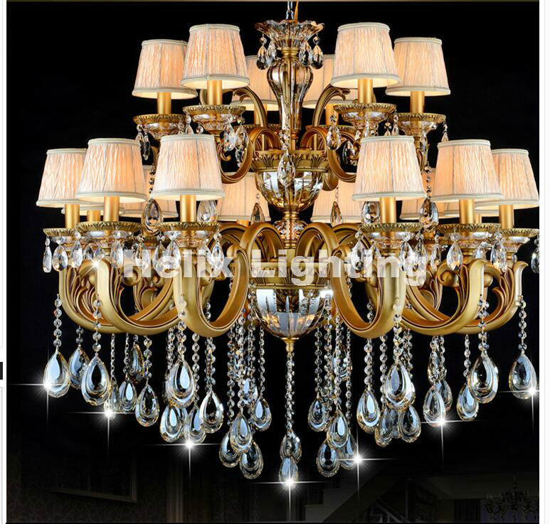 18 arms crystal chandelier light fixture antique brass luxurious crystal lustre lamp lighting ac d100cm h90cm