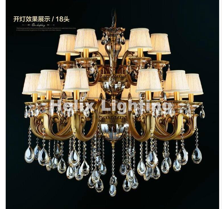 18 arms crystal chandelier light fixture antique brass luxurious crystal lustre lamp lighting ac d100cm h90cm