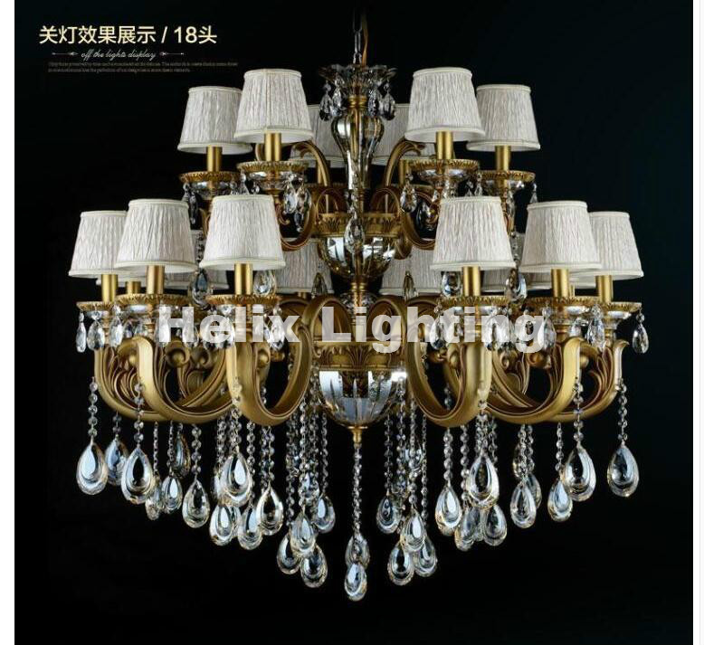 18 arms crystal chandelier light fixture antique brass luxurious crystal lustre lamp lighting ac d100cm h90cm