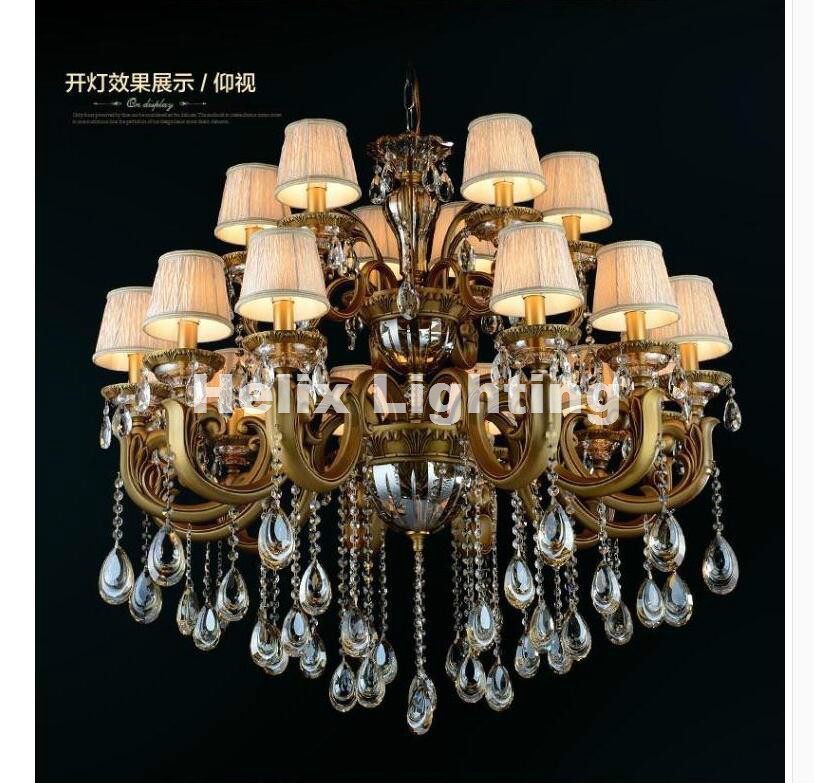 18 arms crystal chandelier light fixture antique brass luxurious crystal lustre lamp lighting ac d100cm h90cm