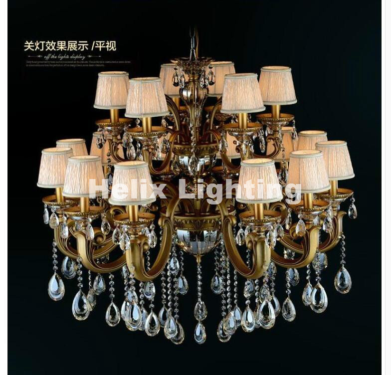 18 arms crystal chandelier light fixture antique brass luxurious crystal lustre lamp lighting ac d100cm h90cm