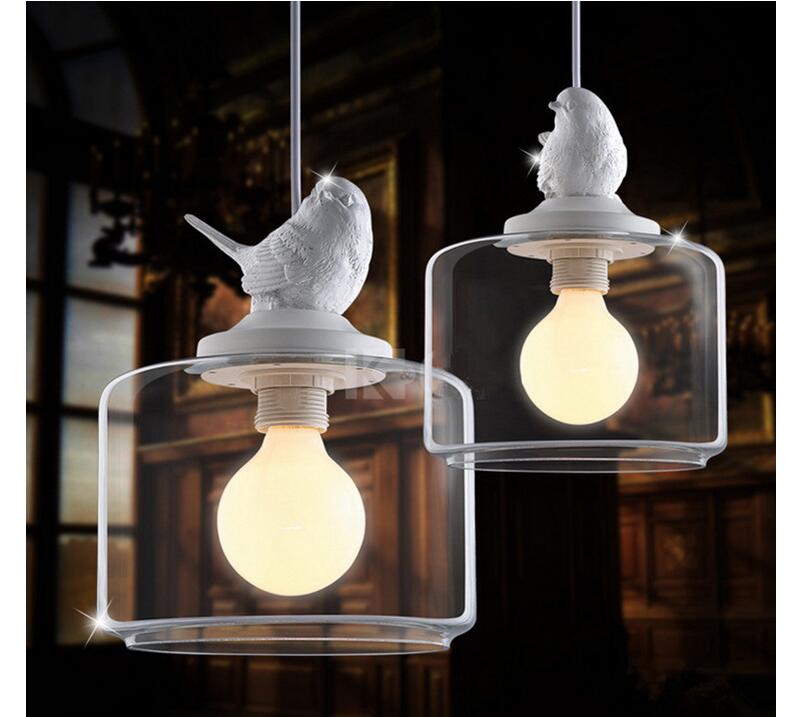 1l led d200mm modern nordic style creative brief restaurant lights bird personalized rustic glass pendant lamp