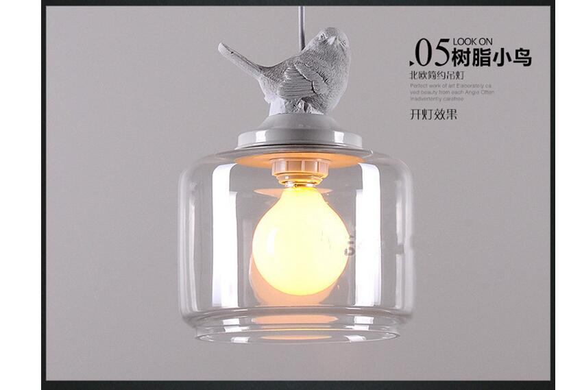 1l led d200mm modern nordic style creative brief restaurant lights bird personalized rustic glass pendant lamp