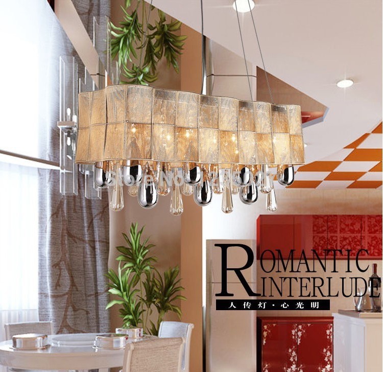 2014 new modern dining room chandelier hanging lighting brushed creative meals crystal lamps l800*w300*h1100mm