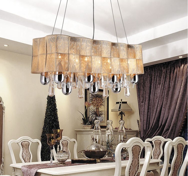 2014 new modern dining room chandelier hanging lighting brushed creative meals crystal lamps l800*w300*h1100mm