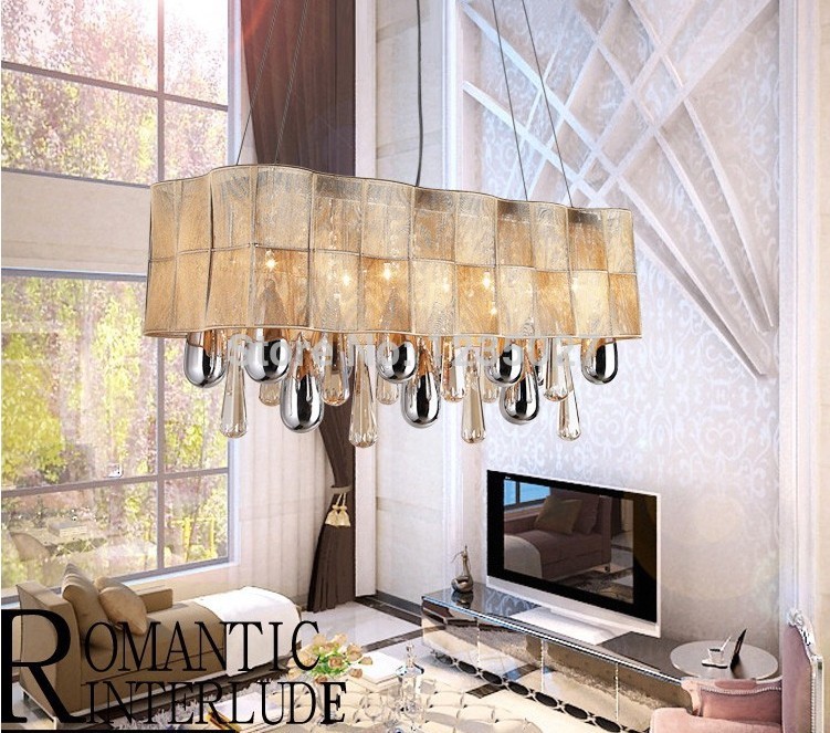 2014 new modern dining room chandelier hanging lighting brushed creative meals crystal lamps l800*w300*h1100mm