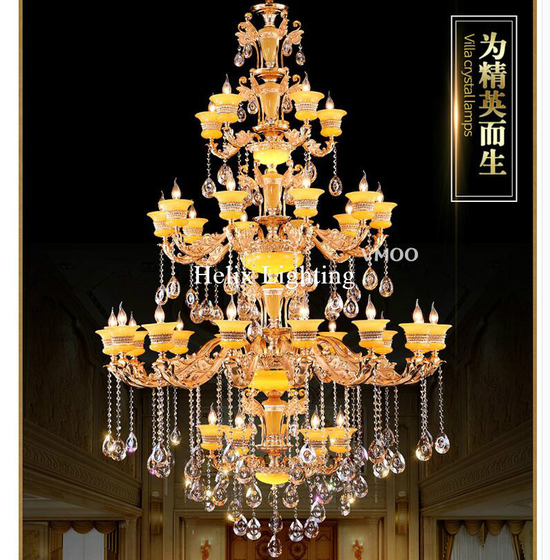 2017 alloy chandelier d1500mm h2300mm el project villa chandelier lamp 24 lights luxury crystal chandelier led ac lighting