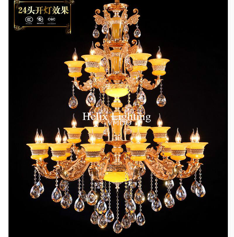 2017 alloy chandelier d1500mm h2300mm el project villa chandelier lamp 24 lights luxury crystal chandelier led ac lighting