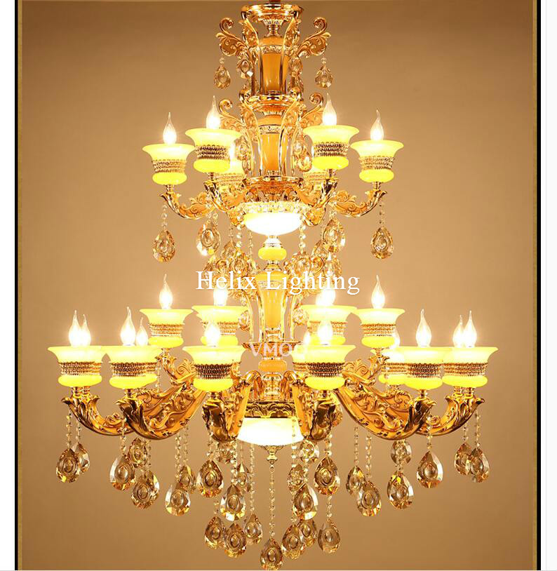 2017 alloy chandelier d1500mm h2300mm el project villa chandelier lamp 24 lights luxury crystal chandelier led ac lighting