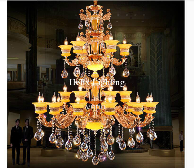 2017 alloy chandelier d1500mm h2300mm el project villa chandelier lamp 24 lights luxury crystal chandelier led ac lighting