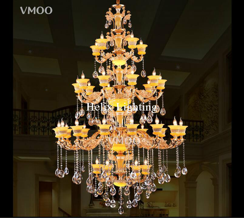 2017 alloy chandelier d1500mm h2300mm el project villa chandelier lamp 24 lights luxury crystal chandelier led ac lighting