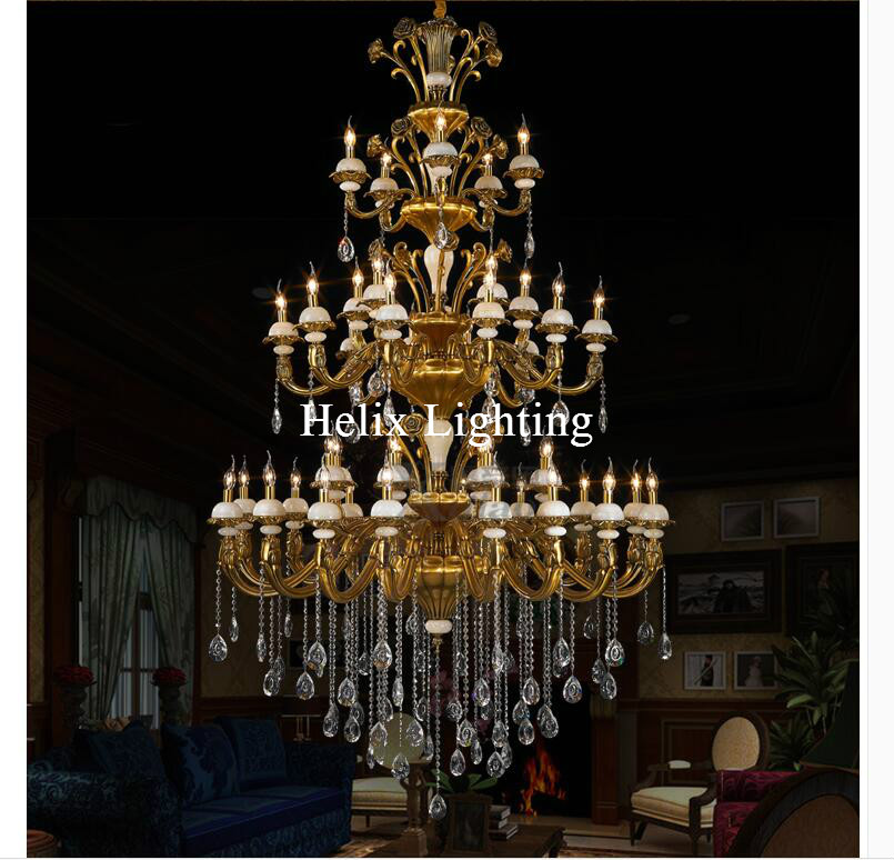 2017 new arrival chandelier d1500mm el project villa chandelier lamp 44 lights luxury crystal chandelier led ac lighting